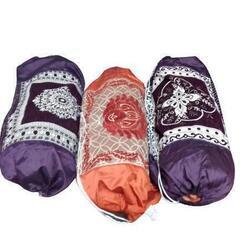 ボルスタクッションとインド製刺繍紫クッションカバー３個セット
