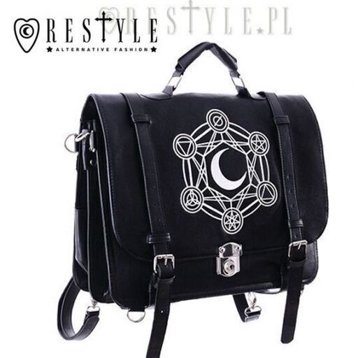 【即日・手渡し可】【新品未開封】RESTYLE リスタイル / MOON MESSENGER バッグ　魔法陣 3wayリュック バッグ バックパック ショルダー ゴシックブランド Restyle(リスタイル ロリータ ファッション ゴスロリ 原宿系 ロリィタ スチームパンク レディース ビジュアル系) ユニセックス ライブ 仮装 衣装 コスプレ イベント ゴシックサッチェル 錬金術マーク 魔方陣 刺繍
