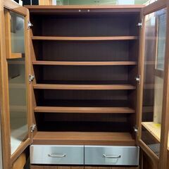 希少廃盤モデル unico/ウニコ カップボード STRADA/ストラーダ W80 ダイニング キッチン アッシュ材 食器棚 中古家具 店頭引取歓迎 R7172)