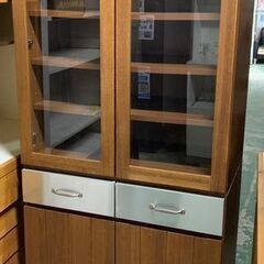 希少廃盤モデル unico/ウニコ カップボード STRADA/ストラーダ W80 ダイニング キッチン アッシュ材 食器棚 中古家具 店頭引取歓迎 R7172)