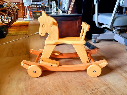 レトロ 2way 木製 ロッキングホース 木馬 乗用玩具 おもちゃ /TJ-1199