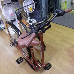 極美品！26インチ自転車 6段変速 カゴ・ライト・鍵付き ブラウン×オレンジ