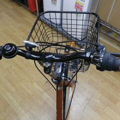 極美品！26インチ自転車 6段変速 カゴ・ライト・鍵付き ブラウン×オレンジ