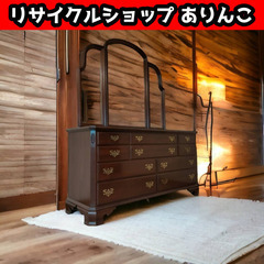 □ 三面鏡 4段10杯 多収納 木製 高級家具 R06005