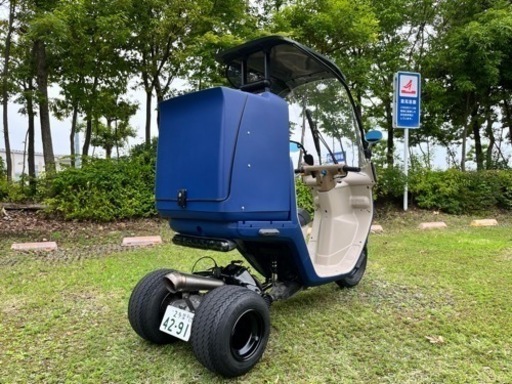 整備カスタム完成！2st後期型ジャイロキャノピー 側車軽二輪　ミニカーok マロッシ　ジーンズブルーオールペン　20ロンホイ 整備カスタム完成！2st後期型ジャイロキャノピー 側車軽二輪 ミニカー