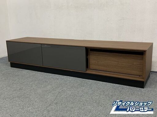 テレビボード クオーレ 幅180cm ウォールナット ダークグレー 木製 高級感 ブラウン 収納 インテリア 中古家具 店頭引取歓迎 R7254)