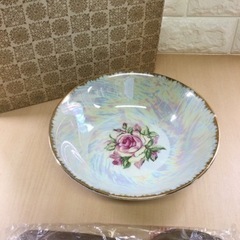 【0211B-18】レトロ大皿　花柄　オーロラ皿　サラダボール皿　