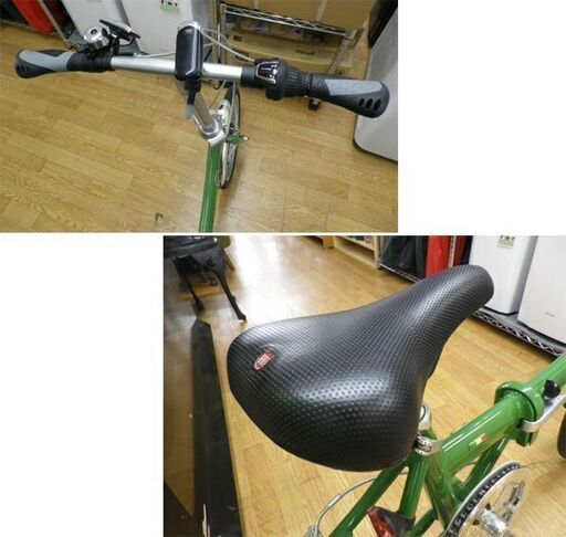 折りたたみ自転車 20インチ 6段変速 グリーン カゴ・ライト付き 西岡店