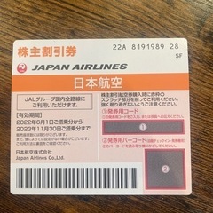 JAL株主優待　2023年11月30日までの搭乗