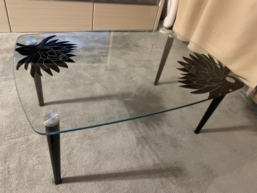 今週末まで◾️透明 ガラステーブル 脚が取れる ローテーブル