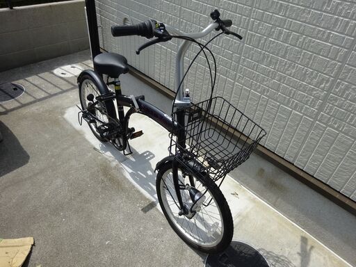 使用少　折りたたみ自転車　LEDオートライト付　コロネット20インチ　6段ギア ブラック　サイモト自転車製