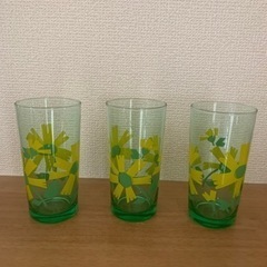 昭和レトロ　ガラスコップ3個セット　未使用品