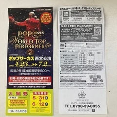 ポップサーカス入場券2枚　割引券3枚