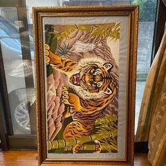 虎の刺繍画