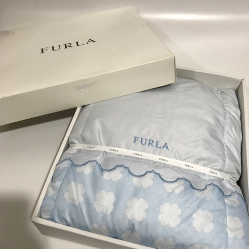 O2306-274 FURLA 洗える羽毛肌掛けふとん ブルー 中古美品 ※サイズ不明
