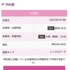 値下げ！　6/16新潟ー関空　航空券