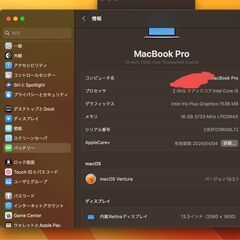 macbook Pro 13インチ mid2020 RAM16G...