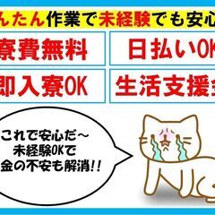 日・週払いＯＫ　機械に材料をセット・完成品を検査