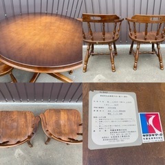 キツツキマーク】ダイニングテーブルセット 2人掛け 椅子付 良品