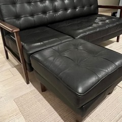 カリモク 3人掛けレザーソファー