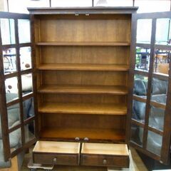 お値下げ！北海道民芸家具 キャビネット 書棚 幅108×高さ175㎝ 焼印有