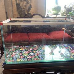 ガラス水槽本体、濾過槽（現状品）、ライト※魚は付きません。