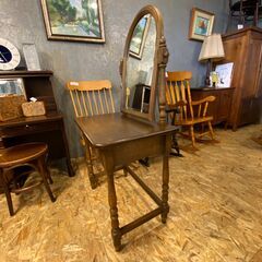 アンティークドレッサー 鏡台 ブラウン●E055M847