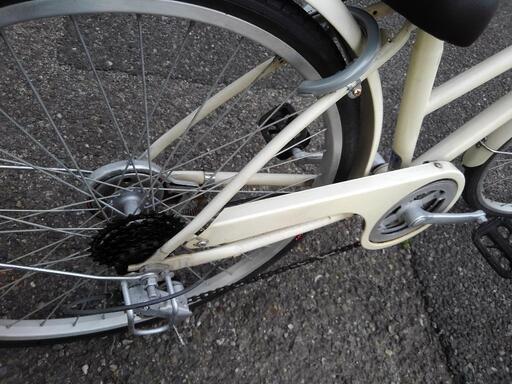 中古子供自転車2568 前後タイヤ新品！ 24インチ 6段ギヤ