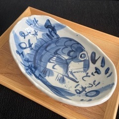 和皿！夕立窯　いいこといっぱい　鯛のデザイン　めでたい