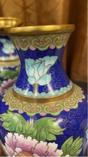 中国景泰藍花瓶ペア