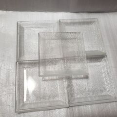 ほぼ未使用　ガラス製プレート　四角　5枚セット