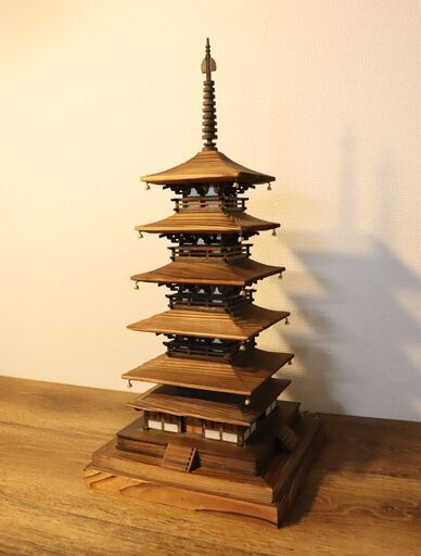 【ヤ取】≪J926ジ≫興福寺 五重塔 模型 高さ約50cm 置物/飾り物/オブジェ ミニチュア お寺/仏塔 木製/木工 工芸品/民芸品 和/和風 インテリア
