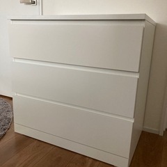 【未使用】IKEAイケア★人気MALMマルム／３段チェストタンス★ホワイト白