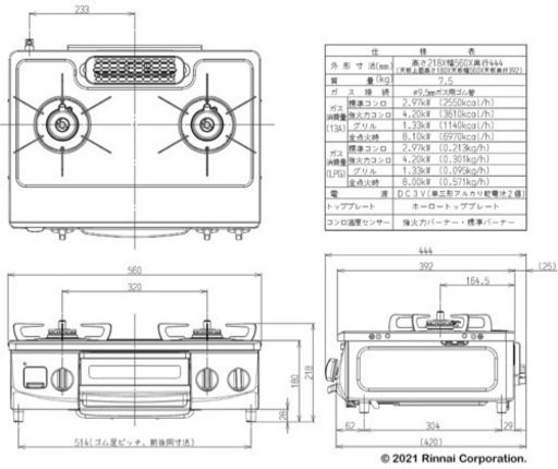 リンナイ ガスコンロ プロパン ①