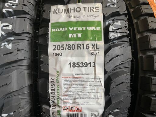 激レアタイヤ!クムホ ロードベンチャーMT KL71 205/80R16 4本セット