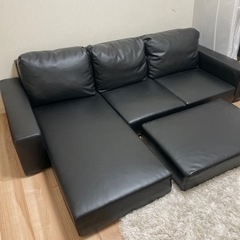 25日まで！！ローソファ ブラック 合皮レザー