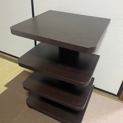 茶色　ニトリ　サイドテーブル　キャスター付　コーナーテーブル　木製