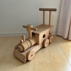手押し車　汽車　木製　乗り物玩具