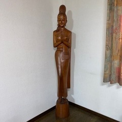 等身大　木彫り　女神　インドネシアで購入　アジアン