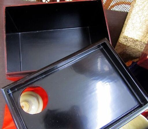 茶道具 利休茶箱 鎌倉彫 茶器セット 茶碗 仕覆 茶杓 棗 振出し 茶巾筒