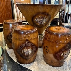 テーブル テーブルスツールセット イス スツール テーブルセット アンティーク ナチュラル