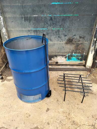 ドラム缶焼却炉　灰掻き棒　ロストル付き