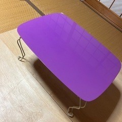 【商談中】【良品】鮮やかなパープルカラー　猫足　足折れテーブル