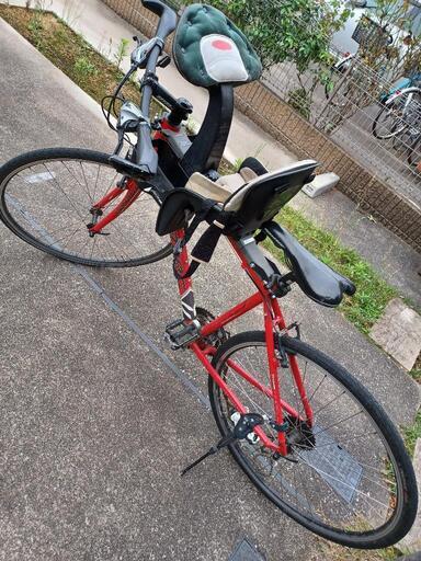 クロスバイク　自転車　コラテック　赤　チャイルドシート　ウィライド