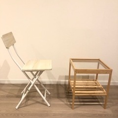 IKEAサイドテーブル、ニトリ椅子セット