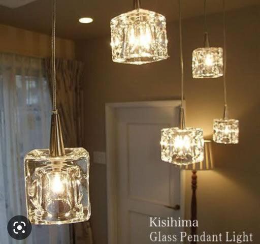 【KISHIMA】 キシマ ガラスキューブ ハロゲン ペンダントライト キューブ 5灯 照明器具 SL-826