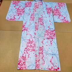 【ブルーに桜が涼し気！】140cm用の浴衣