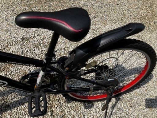 466、ジュニアマウンテンバイク24インチ黒赤 自転車 マウンテンバイク