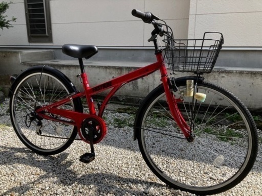 474、シティサイクル26インチ赤