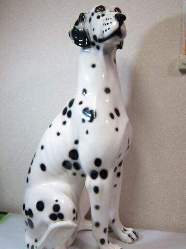 ダルメシアン☆大型 75cm 犬の置物 オブジェ 陶器 イタリア製